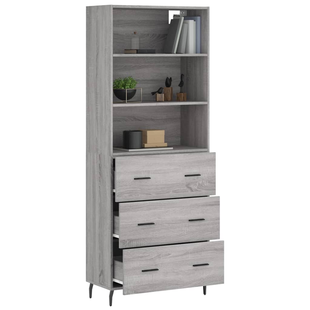 vidaXL Witrynka szary dąb sonoma 69,5x34x180cm materiał drewnopochodny