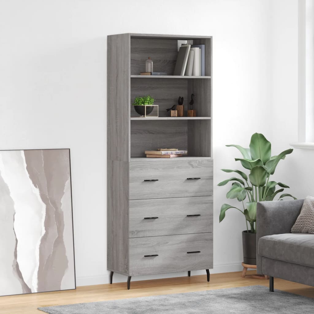 vidaXL Witrynka szary dąb sonoma 69,5x34x180cm materiał drewnopochodny