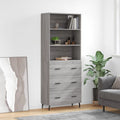 vidaXL Witrynka szary dąb sonoma 69,5x34x180cm materiał drewnopochodny
