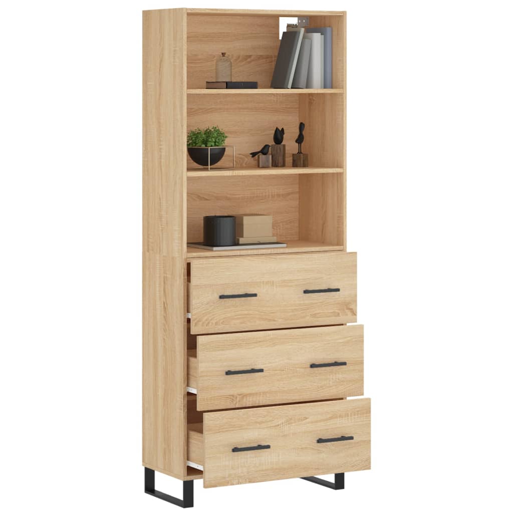 vidaXL Witrynka, dąb sonoma, 69,5x34x180 cm, materiał drewnopochodny