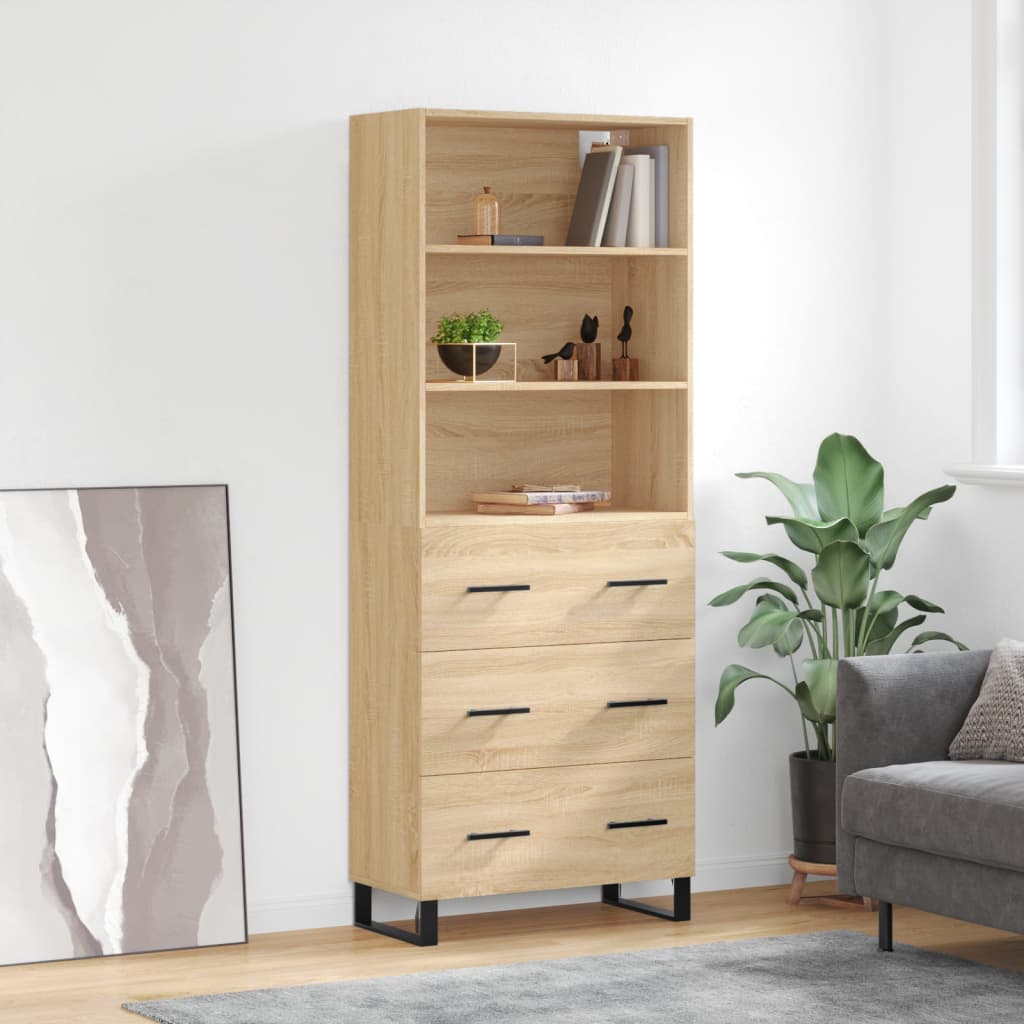 vidaXL Witrynka, dąb sonoma, 69,5x34x180 cm, materiał drewnopochodny