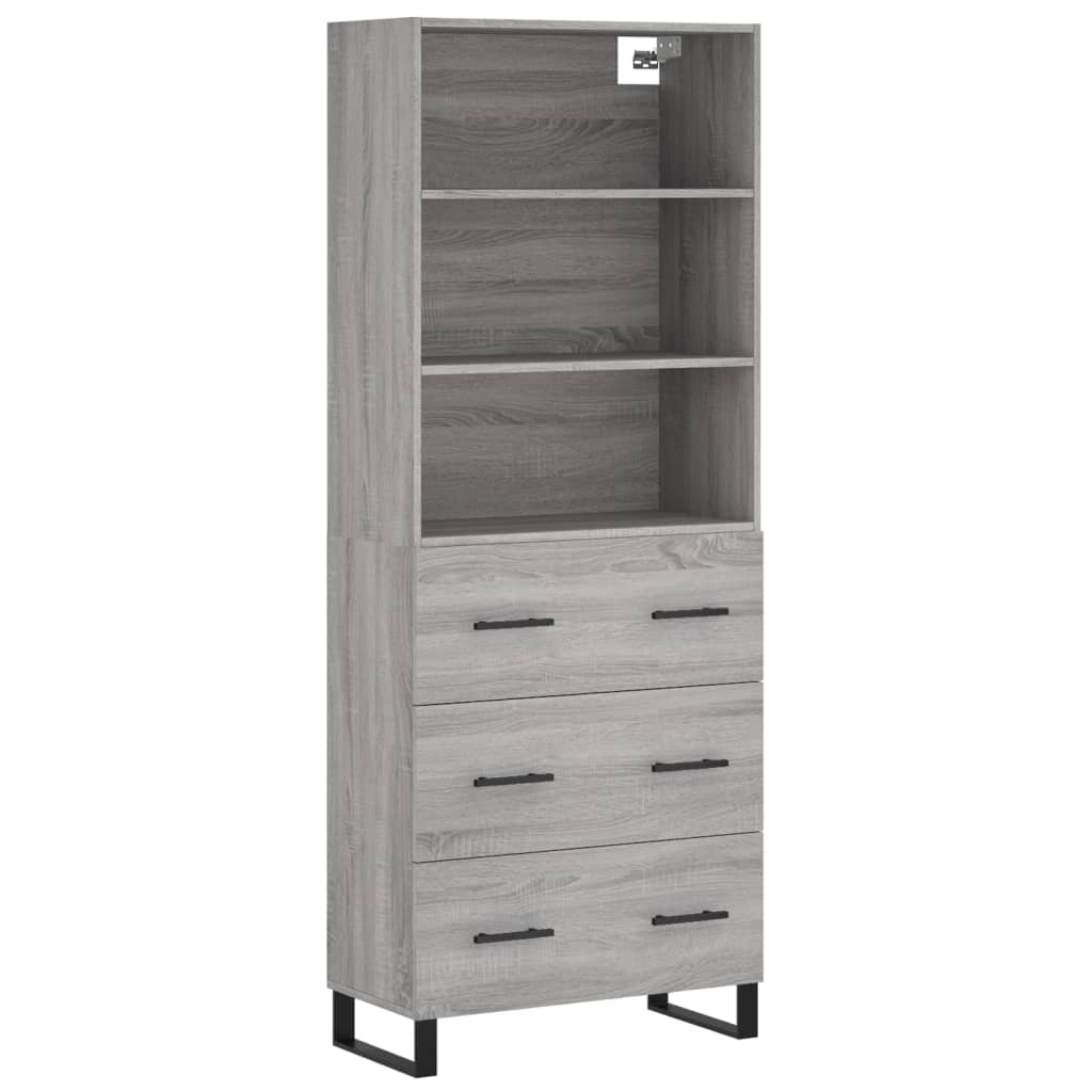 vidaXL Witrynka szary dąb sonoma 69,5x34x180cm materiał drewnopochodny