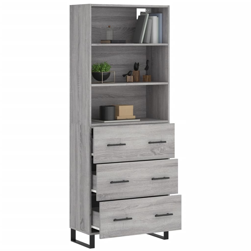 vidaXL Witrynka szary dąb sonoma 69,5x34x180cm materiał drewnopochodny