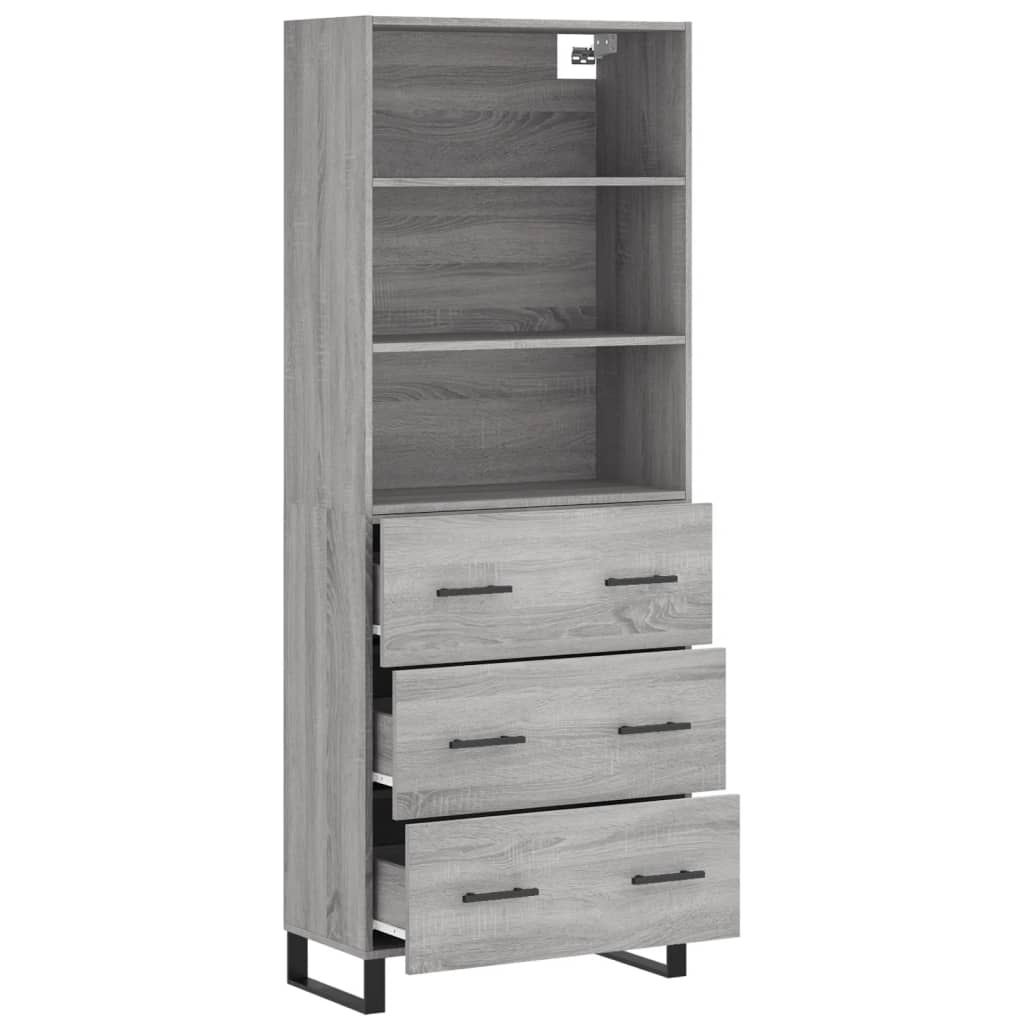 vidaXL Witrynka szary dąb sonoma 69,5x34x180cm materiał drewnopochodny