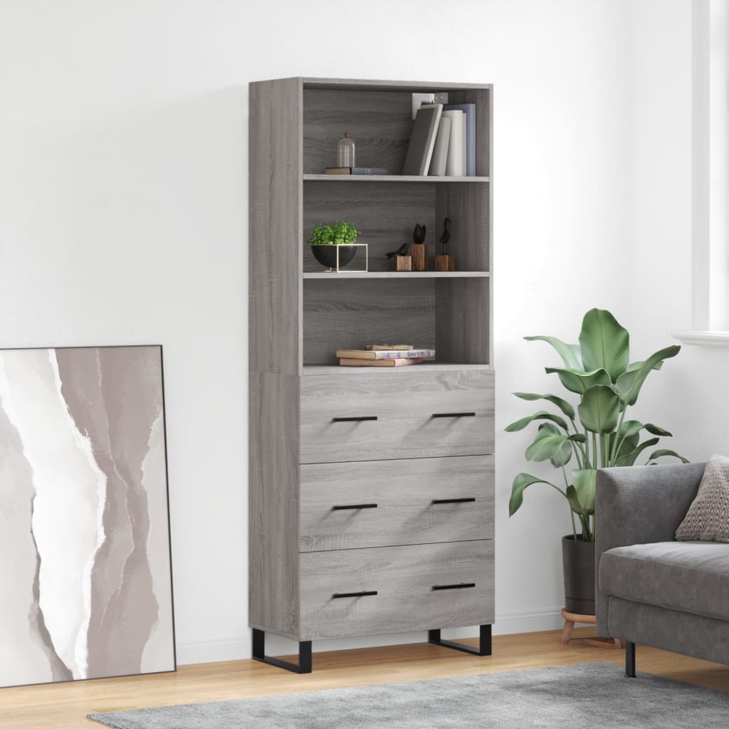 vidaXL Witrynka szary dąb sonoma 69,5x34x180cm materiał drewnopochodny