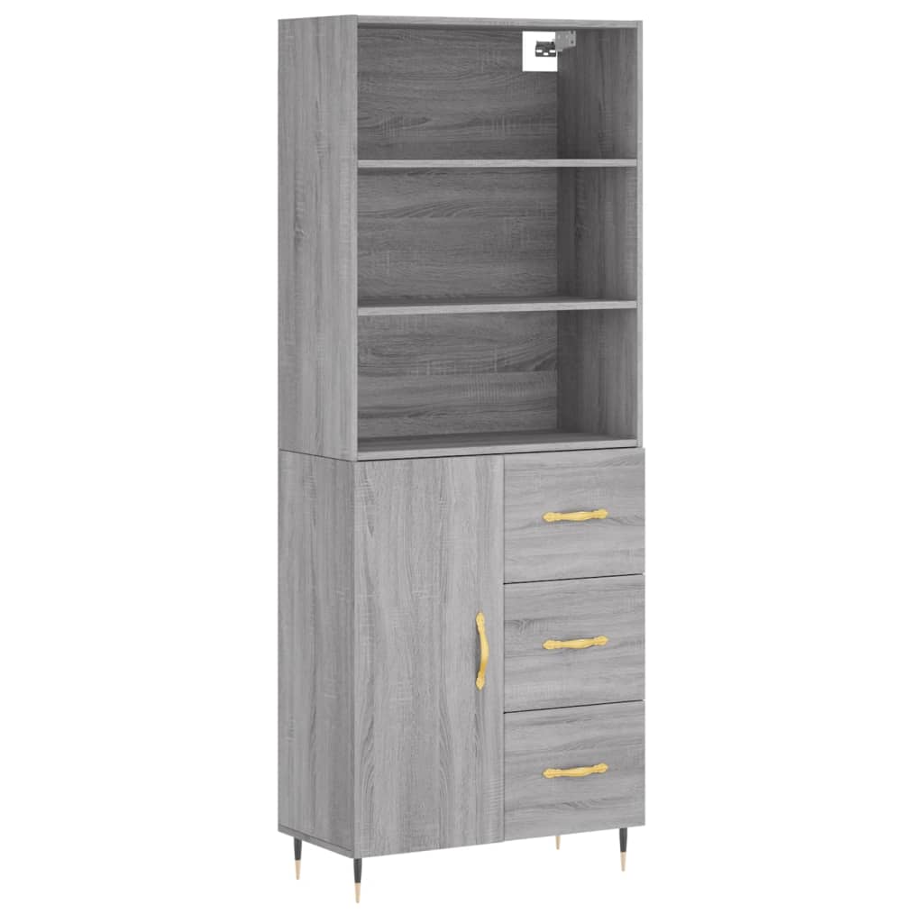 vidaXL Witrynka szary dąb sonoma 69,5x34x180cm materiał drewnopochodny