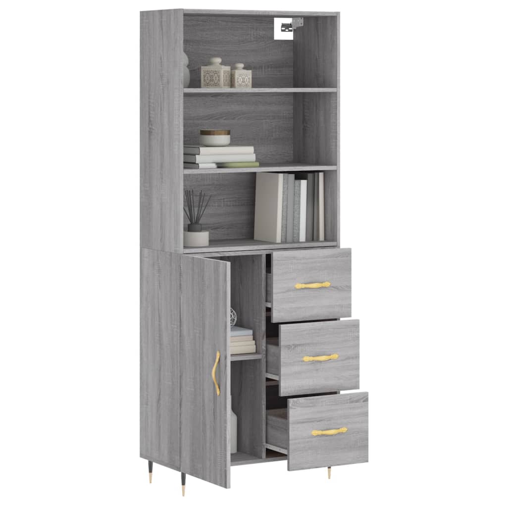 vidaXL Witrynka szary dąb sonoma 69,5x34x180cm materiał drewnopochodny