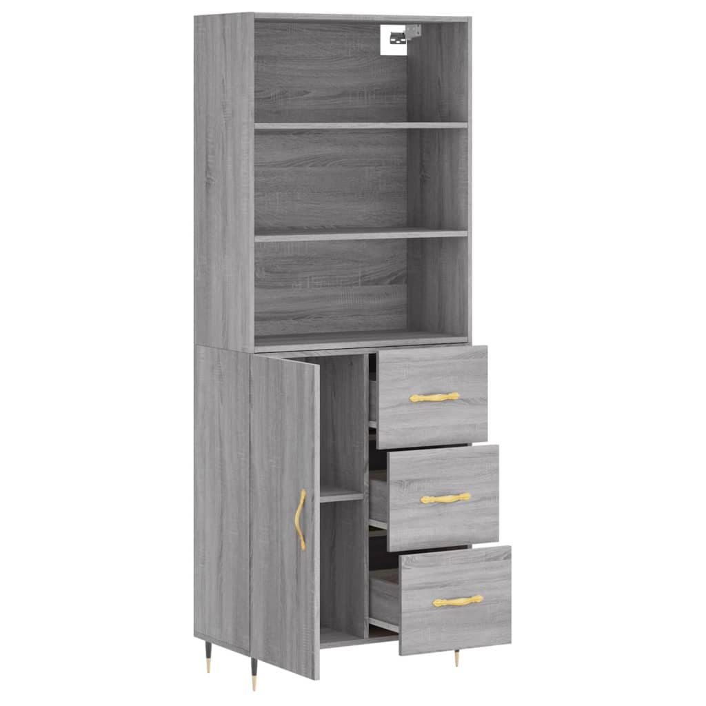 vidaXL Witrynka szary dąb sonoma 69,5x34x180cm materiał drewnopochodny