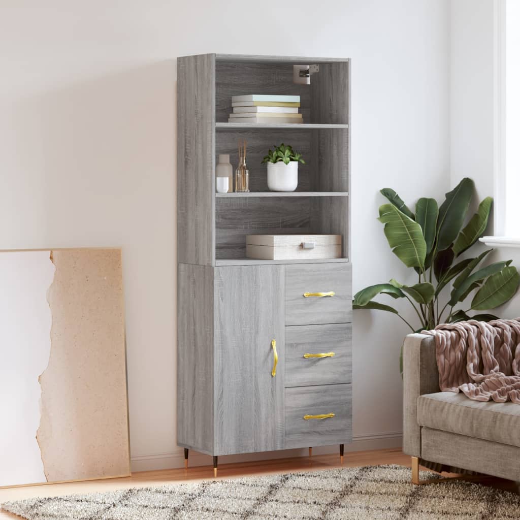 vidaXL Witrynka szary dąb sonoma 69,5x34x180cm materiał drewnopochodny