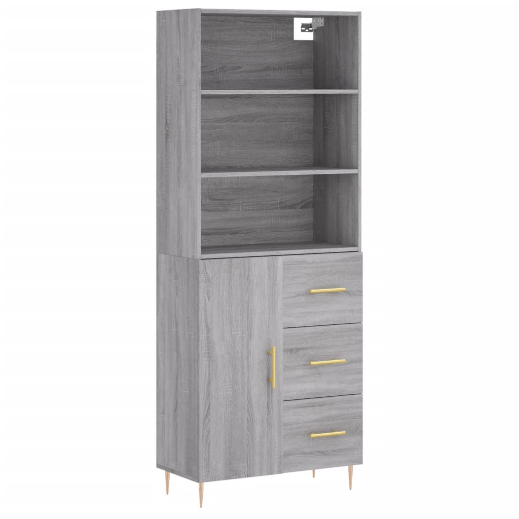 vidaXL Witrynka szary dąb sonoma 69,5x34x180cm materiał drewnopochodny