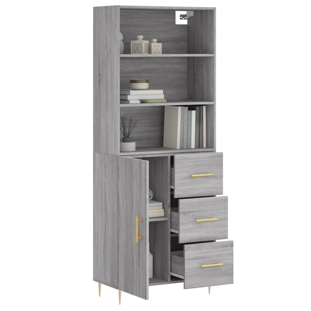 vidaXL Witrynka szary dąb sonoma 69,5x34x180cm materiał drewnopochodny