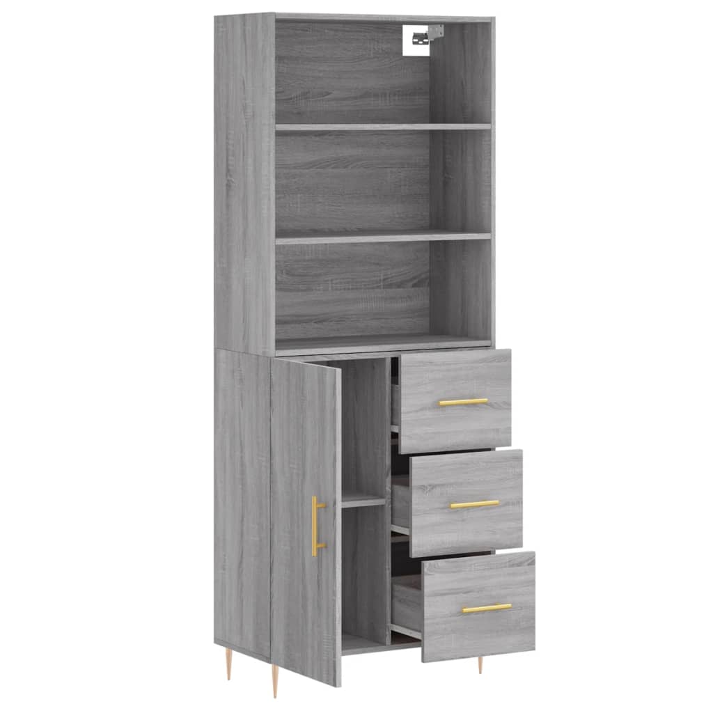 vidaXL Witrynka szary dąb sonoma 69,5x34x180cm materiał drewnopochodny