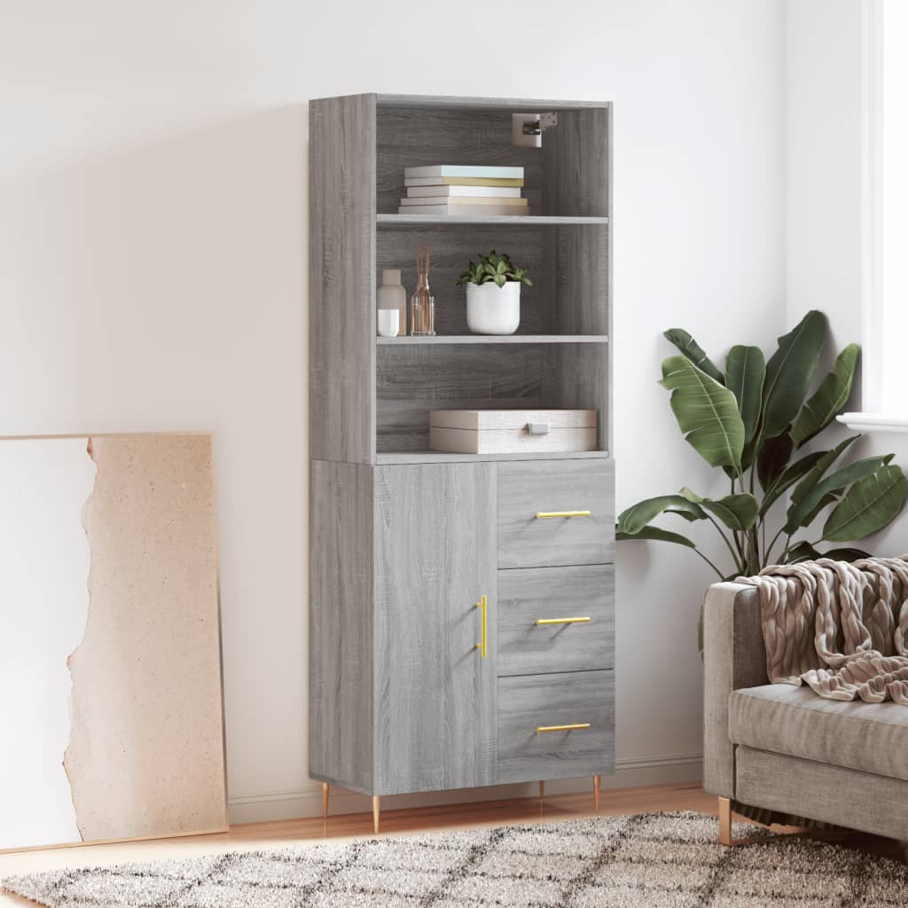 vidaXL Witrynka szary dąb sonoma 69,5x34x180cm materiał drewnopochodny