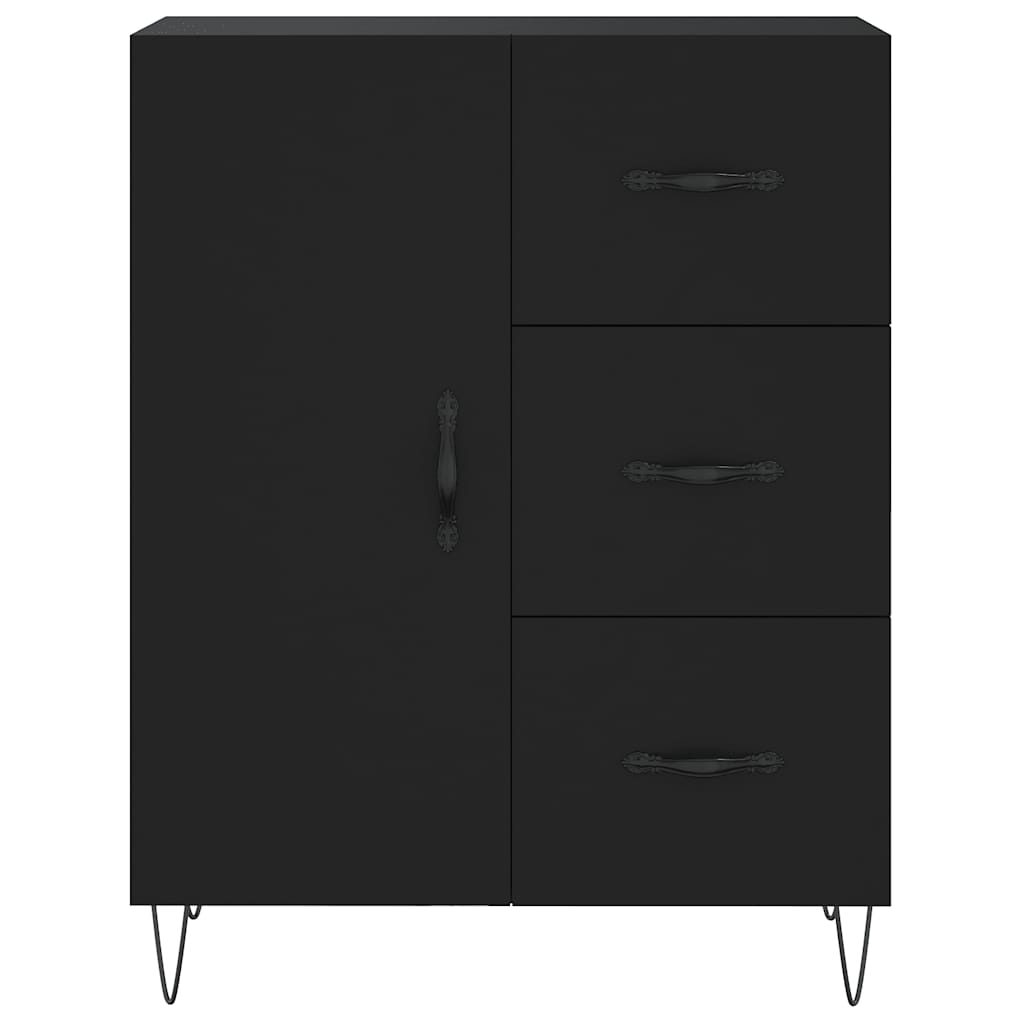 vidaXL Witrynka, czarna, 69,5x34x180 cm, materiał drewnopochodny