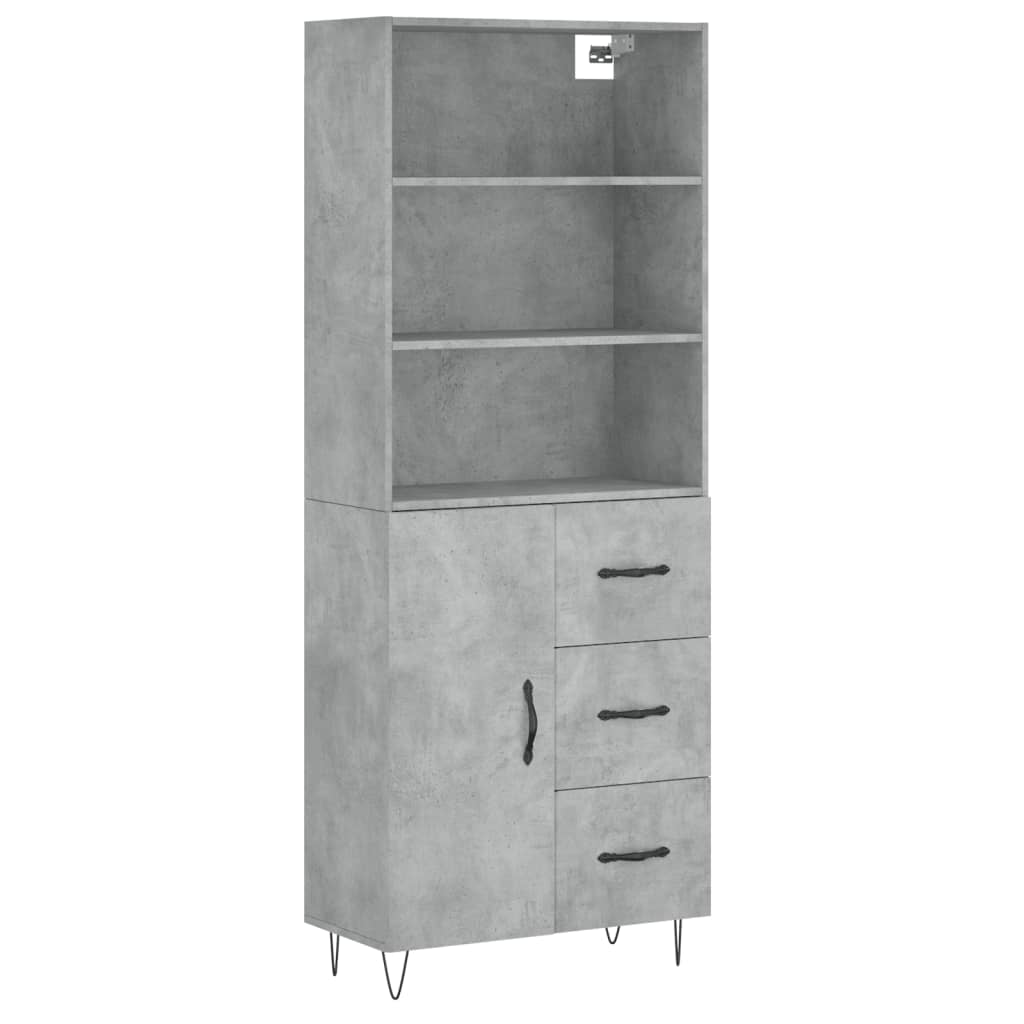 vidaXL Witrynka, szarość betonu 69,5x34x180 cm materiał drewnopochodny