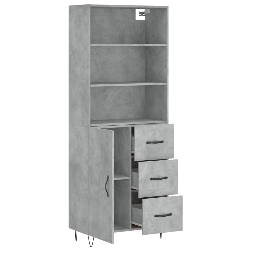 vidaXL Witrynka, szarość betonu 69,5x34x180 cm materiał drewnopochodny