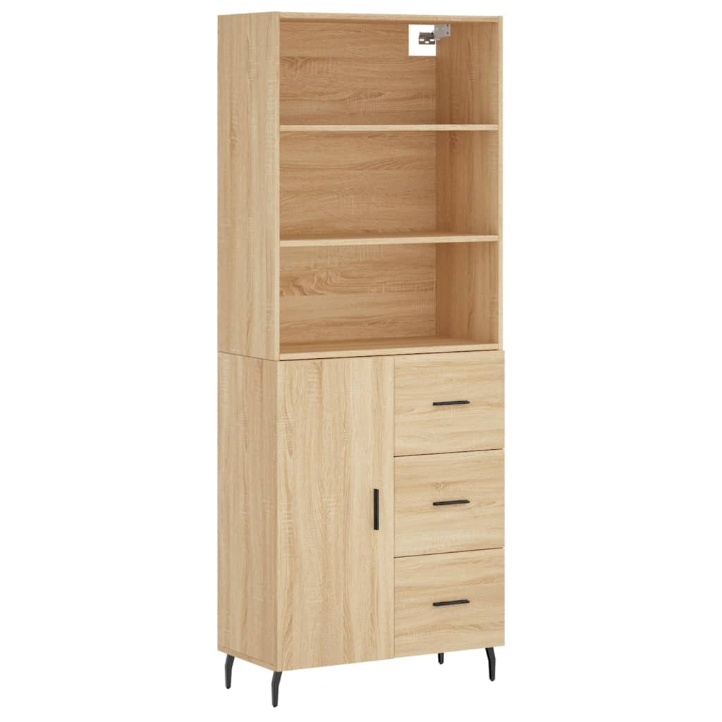 vidaXL Witrynka, dąb sonoma, 69,5x34x180 cm, materiał drewnopochodny