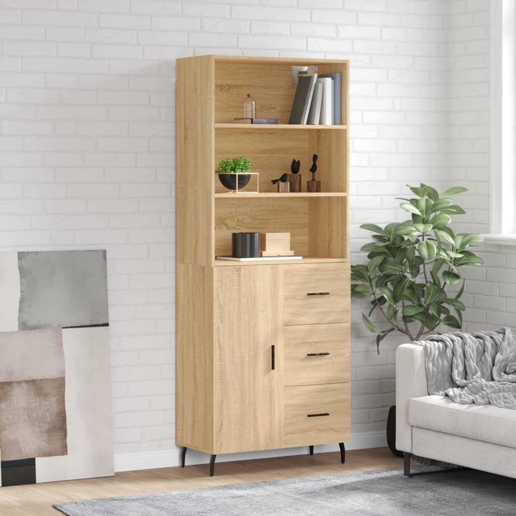 vidaXL Witrynka, dąb sonoma, 69,5x34x180 cm, materiał drewnopochodny