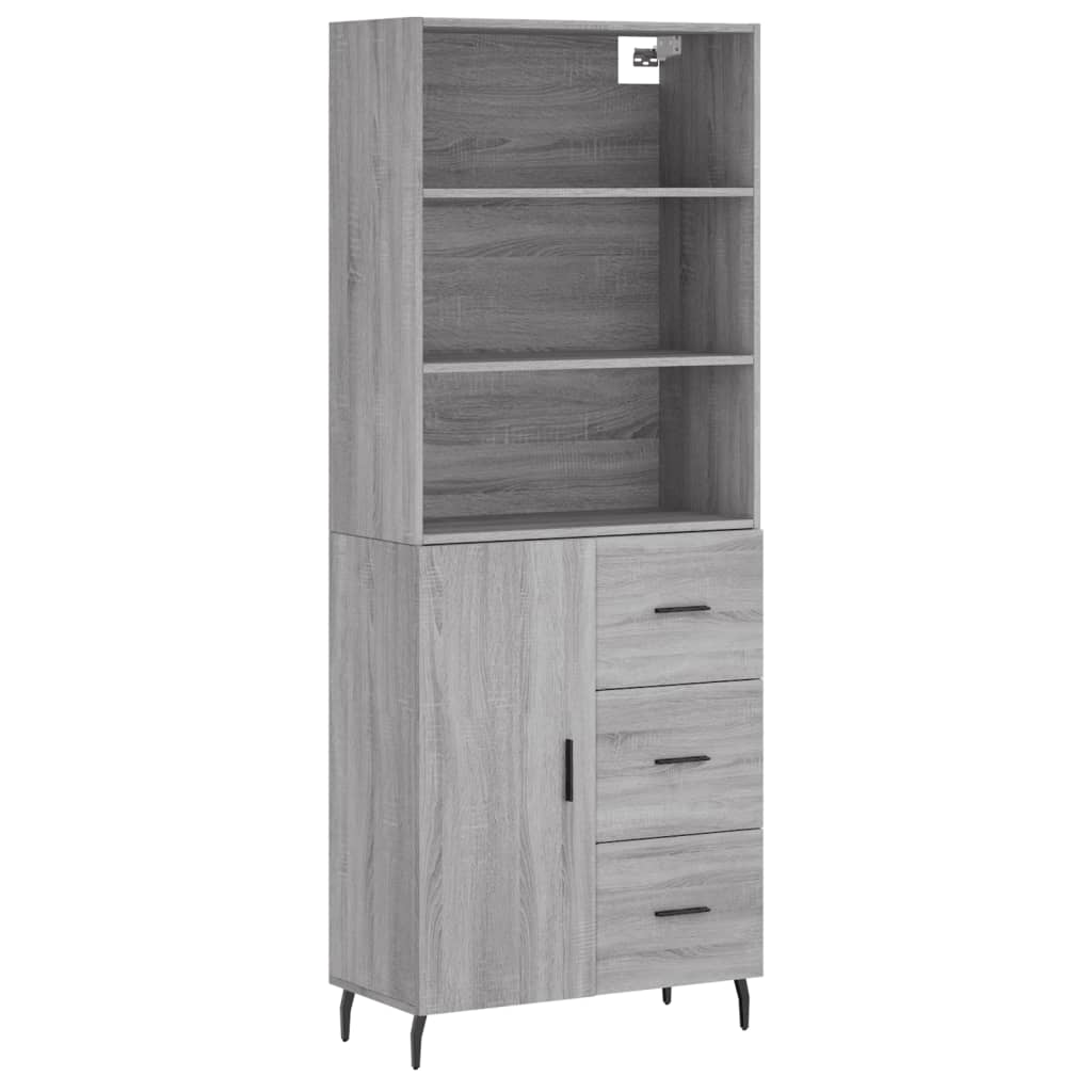 vidaXL Witrynka szary dąb sonoma 69,5x34x180cm materiał drewnopochodny
