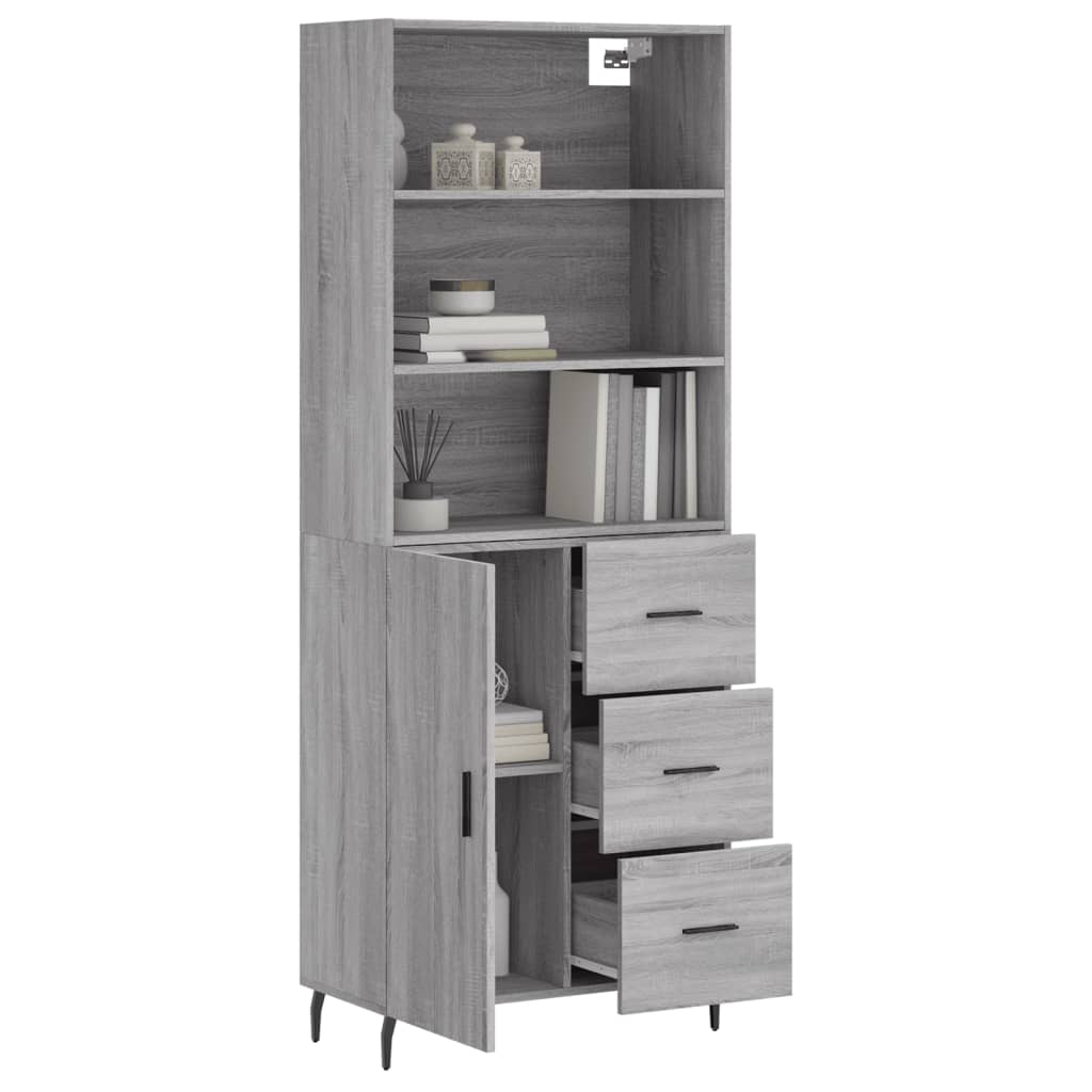vidaXL Witrynka szary dąb sonoma 69,5x34x180cm materiał drewnopochodny