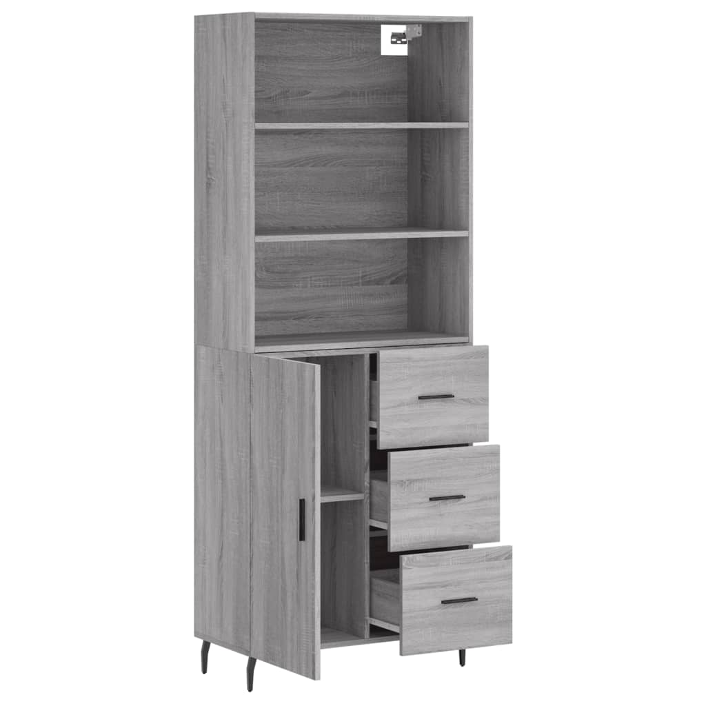 vidaXL Witrynka szary dąb sonoma 69,5x34x180cm materiał drewnopochodny