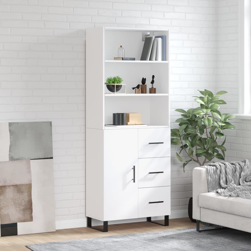 vidaXL Witrynka, biała, 69,5x34x180 cm, materiał drewnopochodny