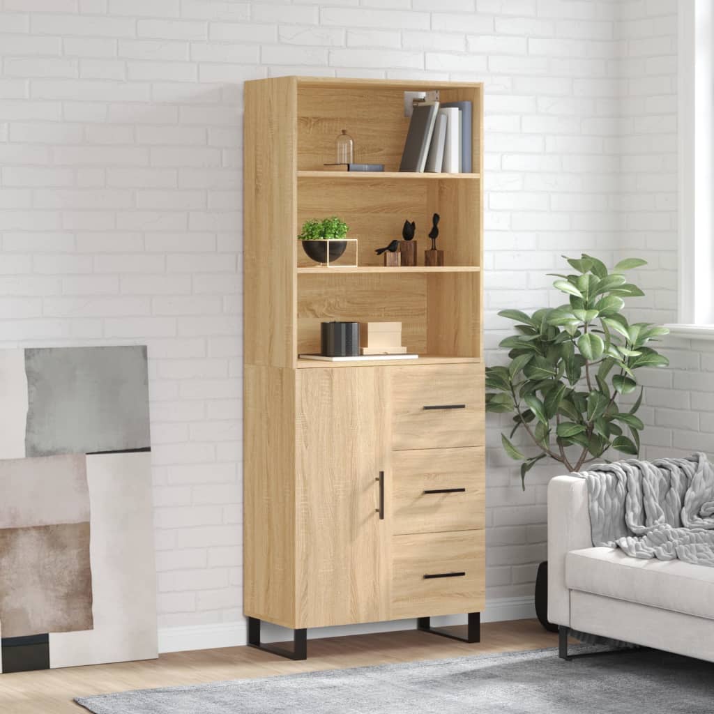 vidaXL Witrynka, dąb sonoma, 69,5x34x180 cm, materiał drewnopochodny