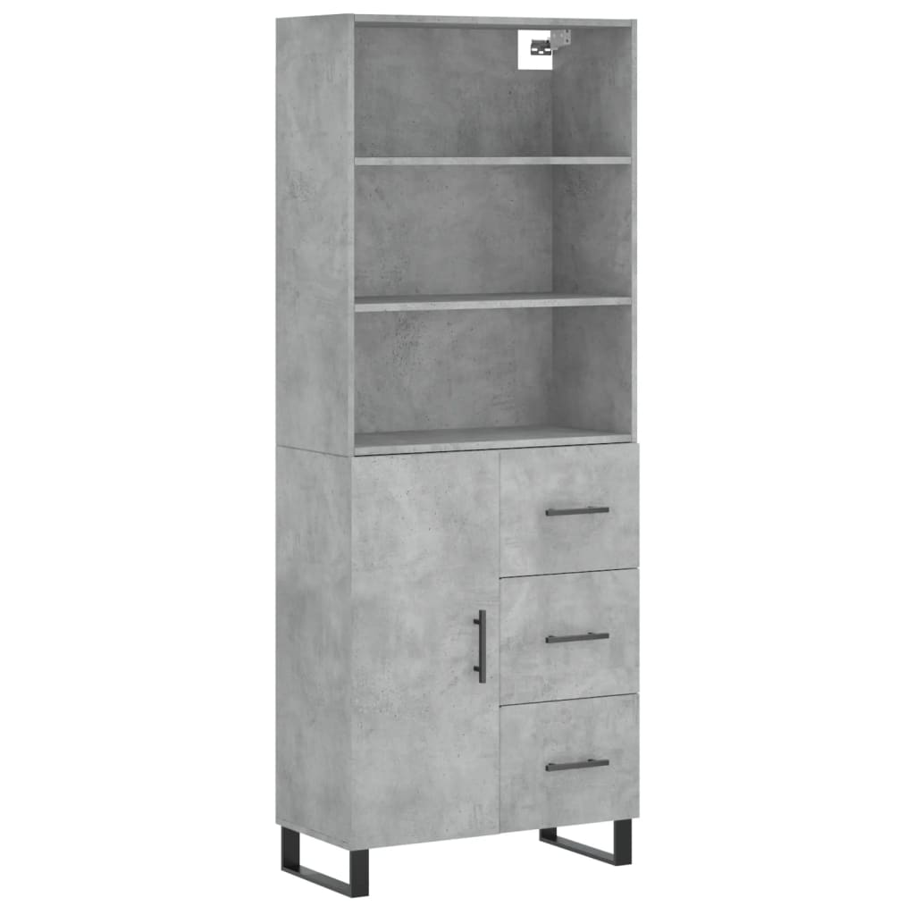 vidaXL Witrynka, szarość betonu 69,5x34x180 cm materiał drewnopochodny