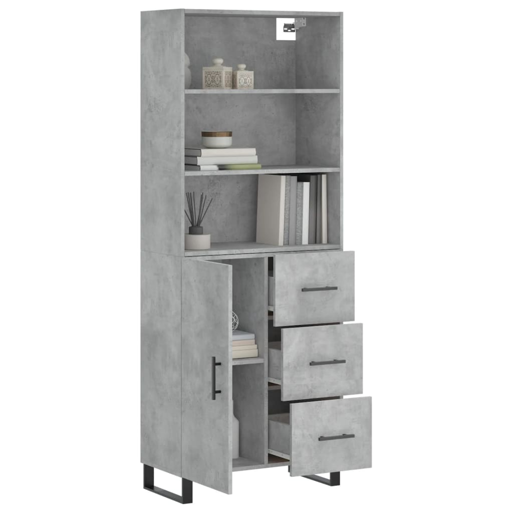 vidaXL Witrynka, szarość betonu 69,5x34x180 cm materiał drewnopochodny