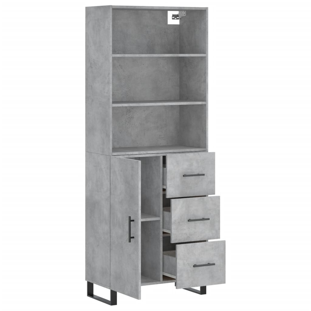 vidaXL Witrynka, szarość betonu 69,5x34x180 cm materiał drewnopochodny