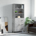 vidaXL Witrynka, szarość betonu 69,5x34x180 cm materiał drewnopochodny