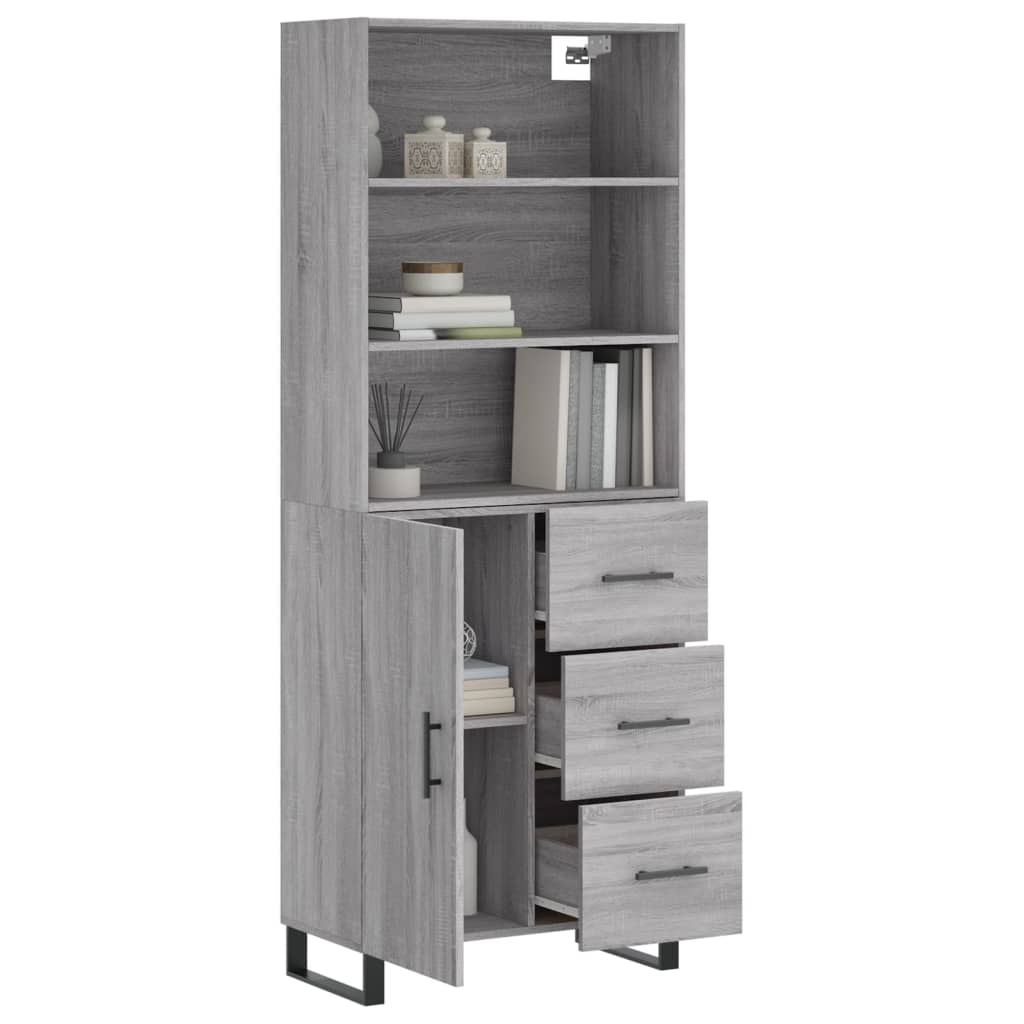 vidaXL Witrynka szary dąb sonoma 69,5x34x180cm materiał drewnopochodny