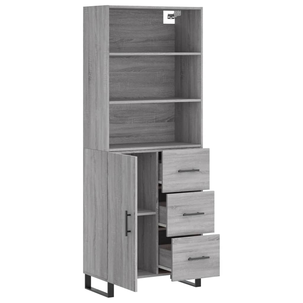 vidaXL Witrynka szary dąb sonoma 69,5x34x180cm materiał drewnopochodny