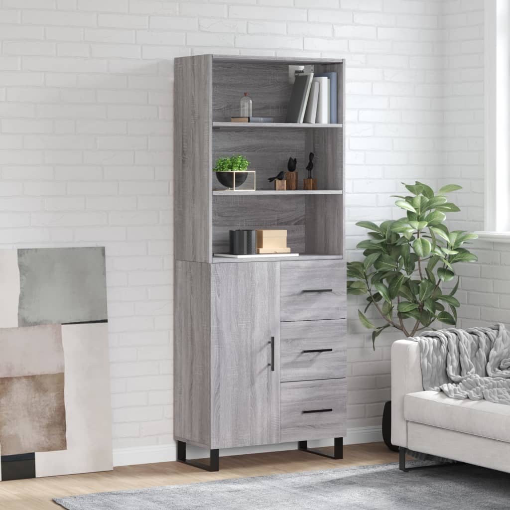 vidaXL Witrynka szary dąb sonoma 69,5x34x180cm materiał drewnopochodny