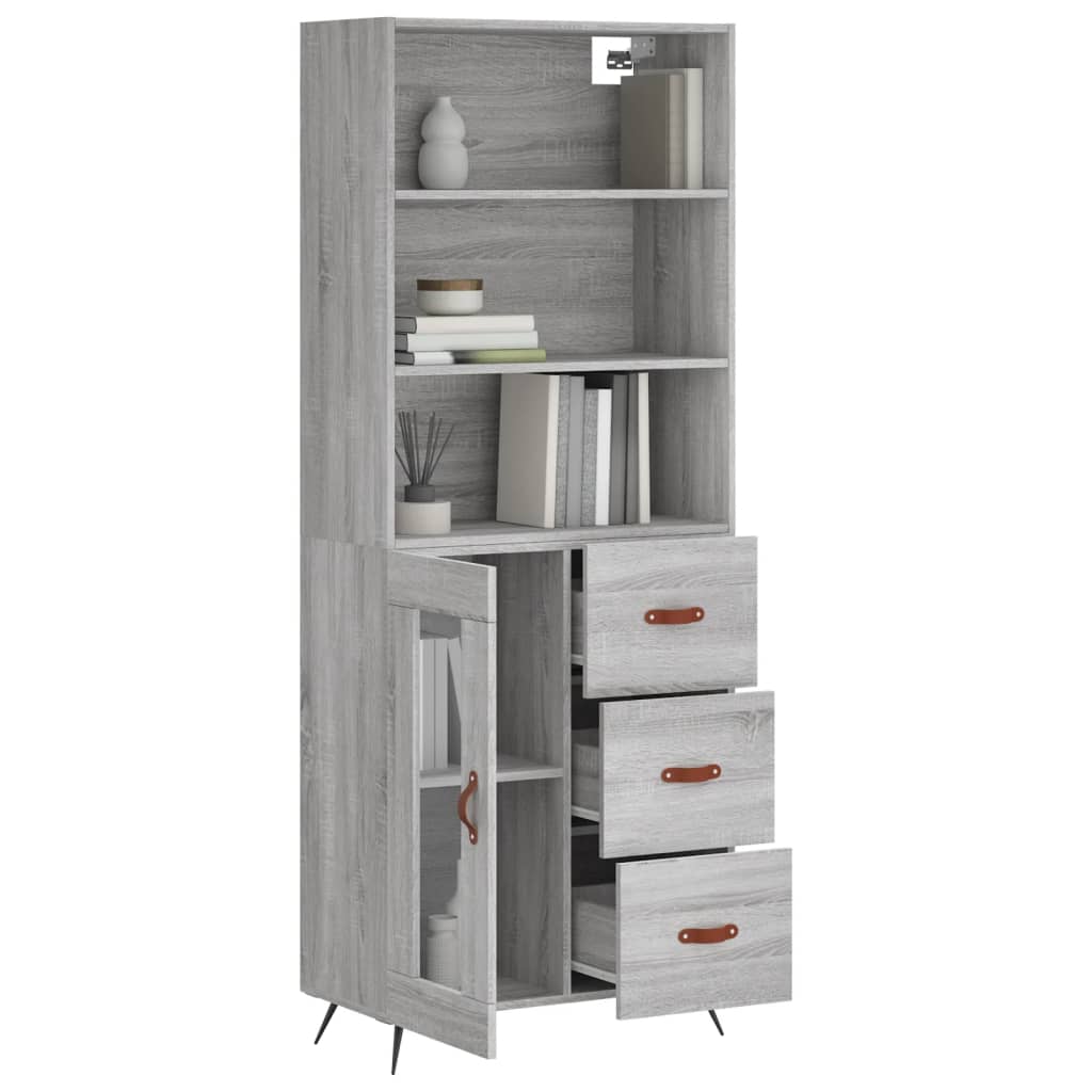 vidaXL Witrynka szary dąb sonoma 69,5x34x180cm materiał drewnopochodny