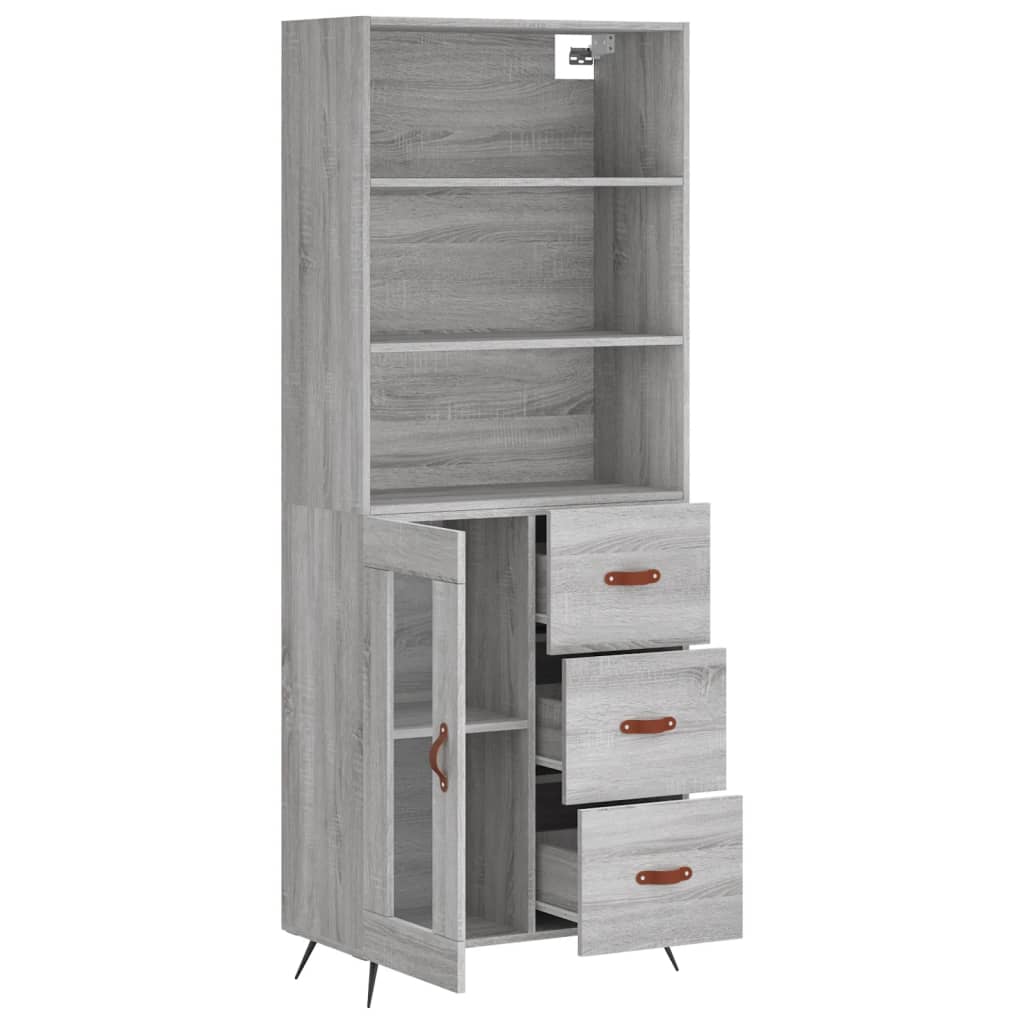 vidaXL Witrynka szary dąb sonoma 69,5x34x180cm materiał drewnopochodny