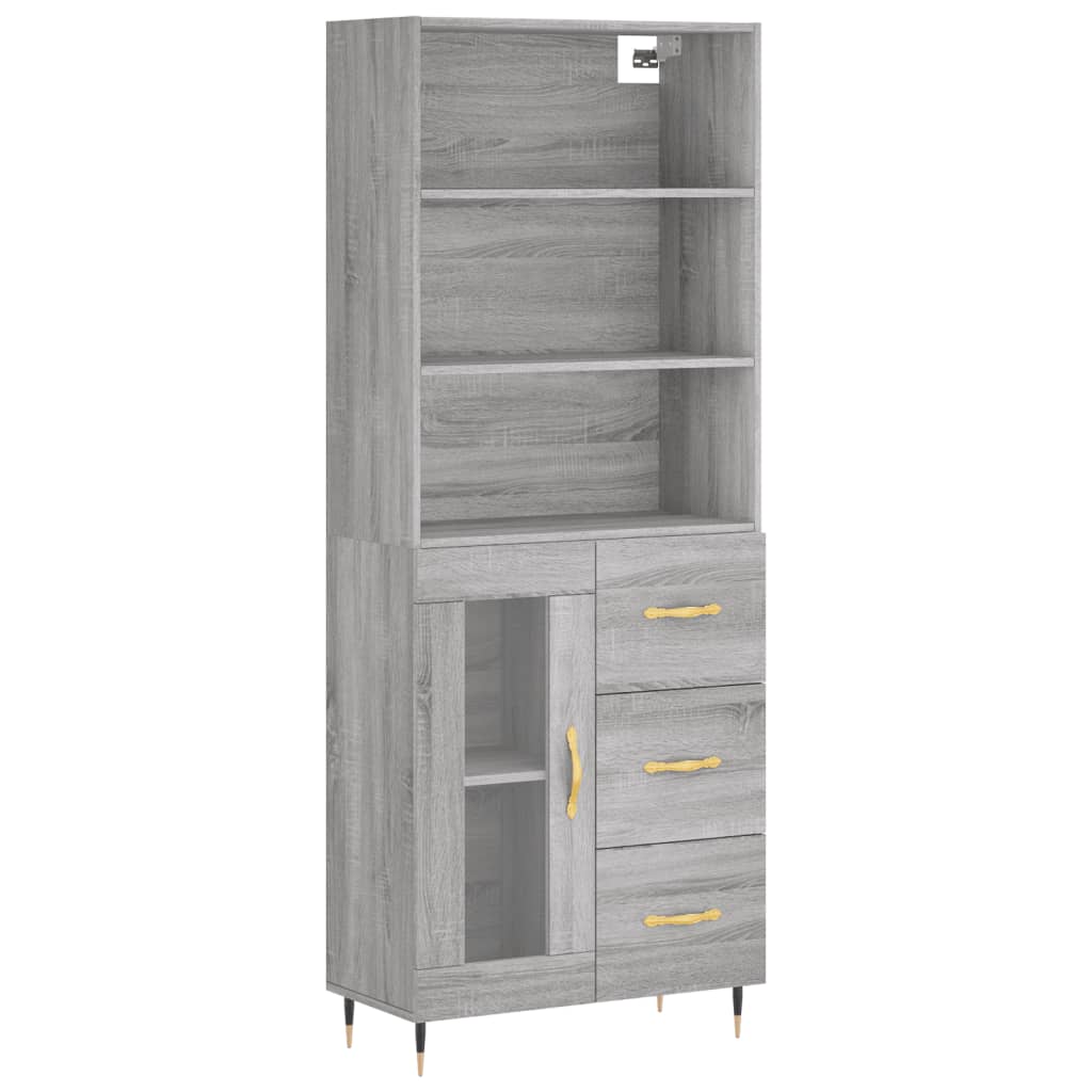 vidaXL Witrynka szary dąb sonoma 69,5x34x180cm materiał drewnopochodny