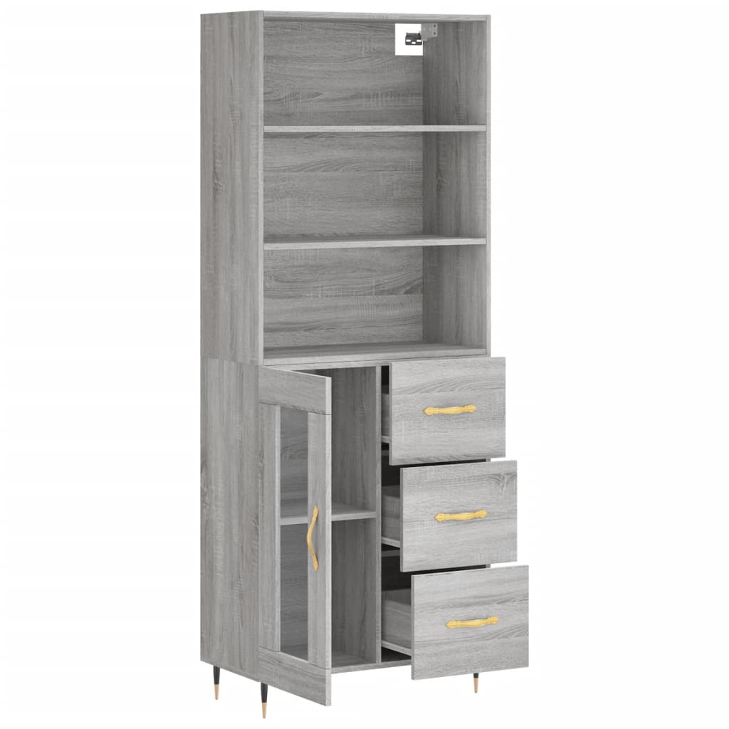 vidaXL Witrynka szary dąb sonoma 69,5x34x180cm materiał drewnopochodny