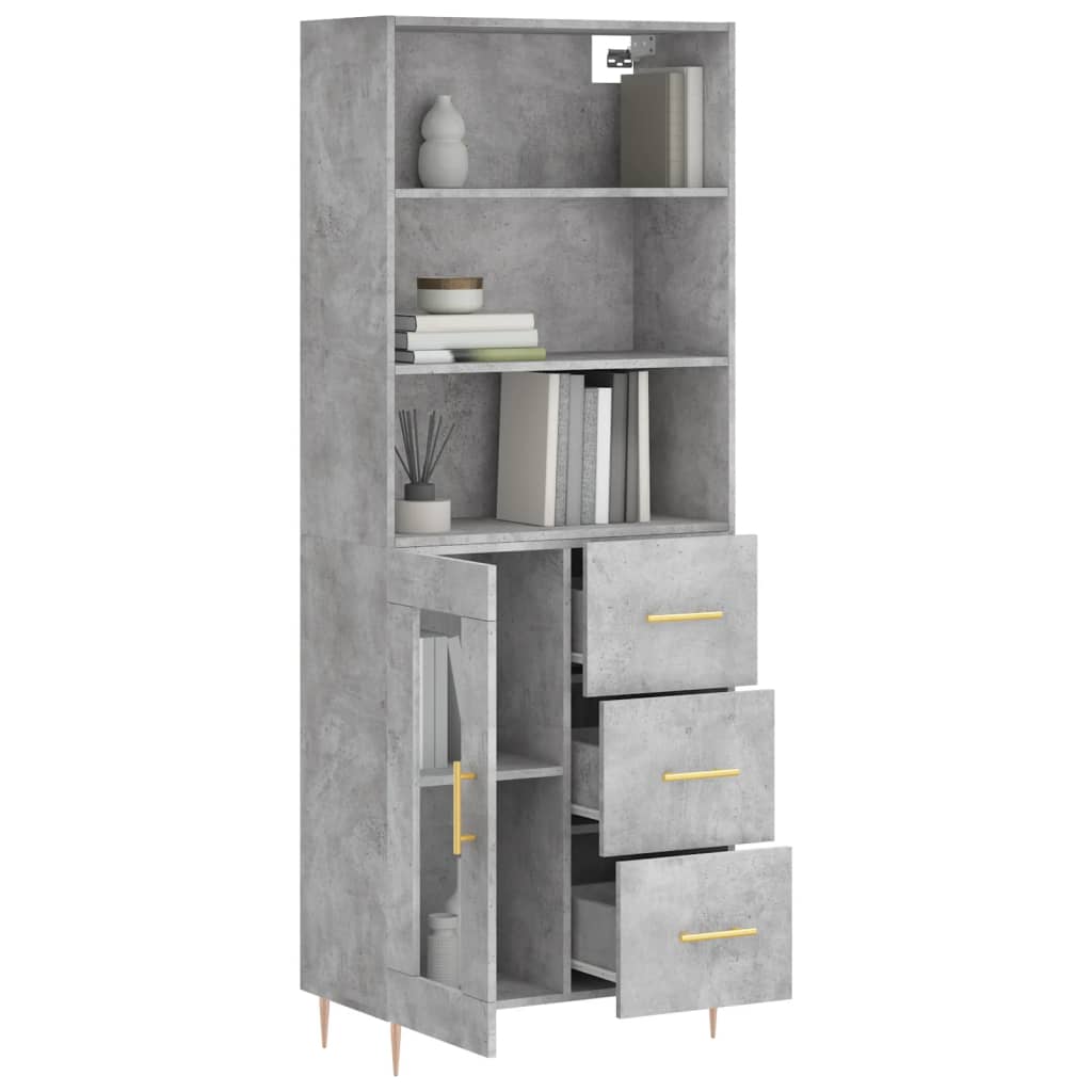 vidaXL Witrynka, szarość betonu 69,5x34x180 cm materiał drewnopochodny