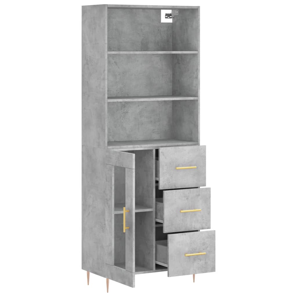 vidaXL Witrynka, szarość betonu 69,5x34x180 cm materiał drewnopochodny