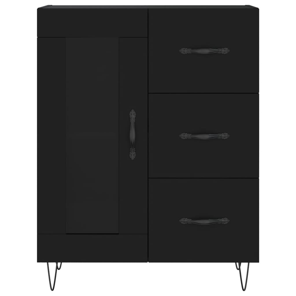 vidaXL Witrynka, czarna, 69,5x34x180 cm, materiał drewnopochodny