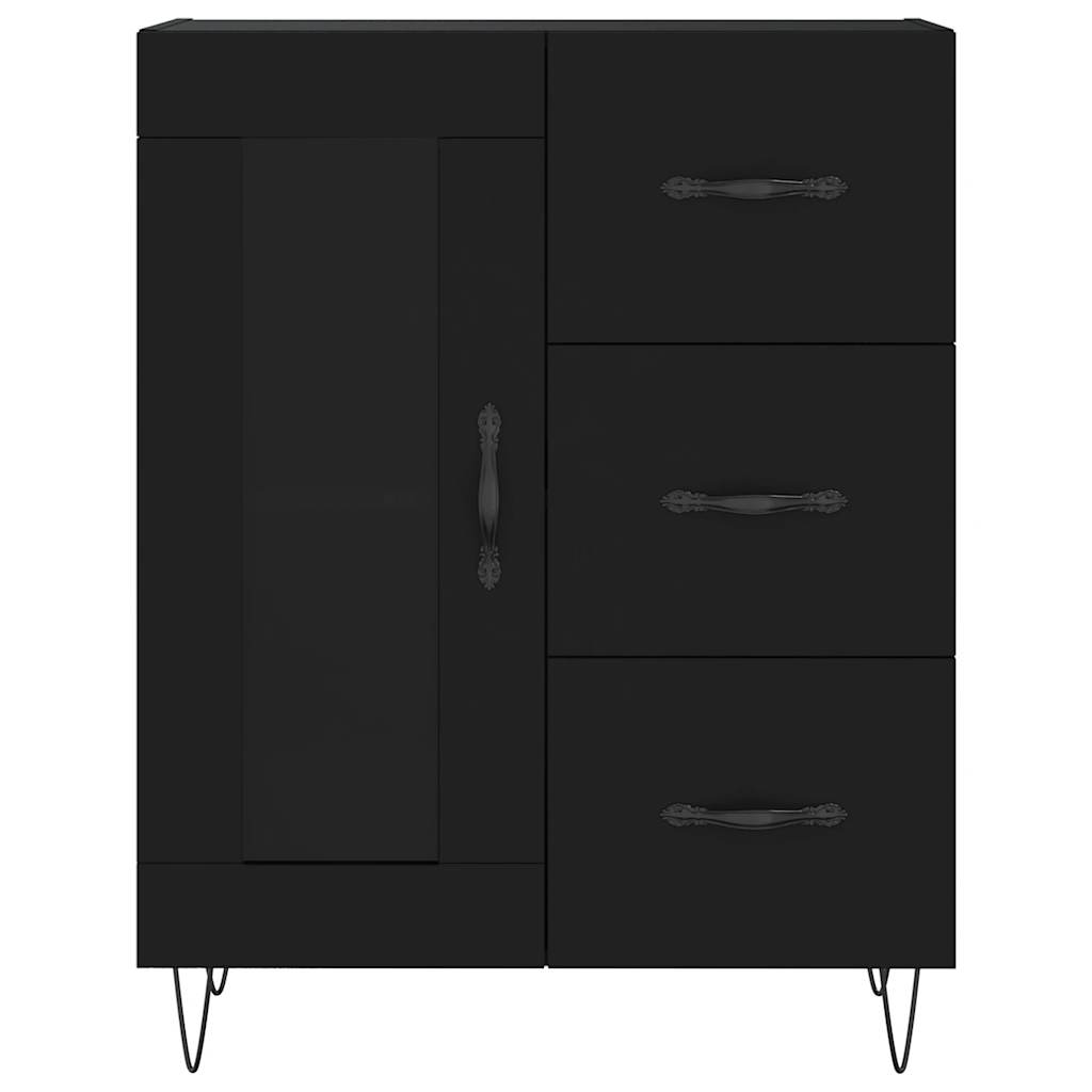 vidaXL Witrynka, czarna, 69,5x34x180 cm, materiał drewnopochodny
