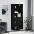 vidaXL Witrynka, czarna, 69,5x34x180 cm, materiał drewnopochodny
