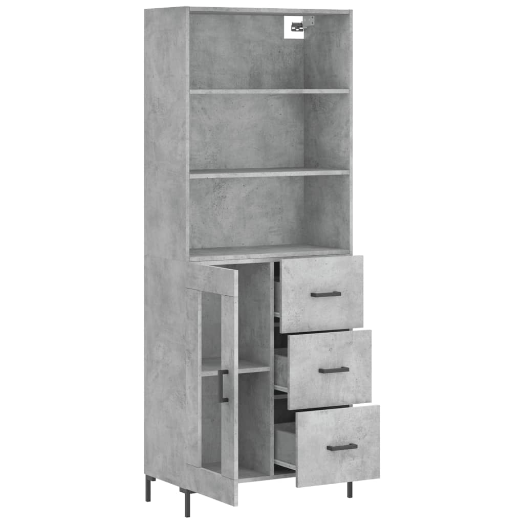 vidaXL Witrynka, szarość betonu 69,5x34x180 cm materiał drewnopochodny