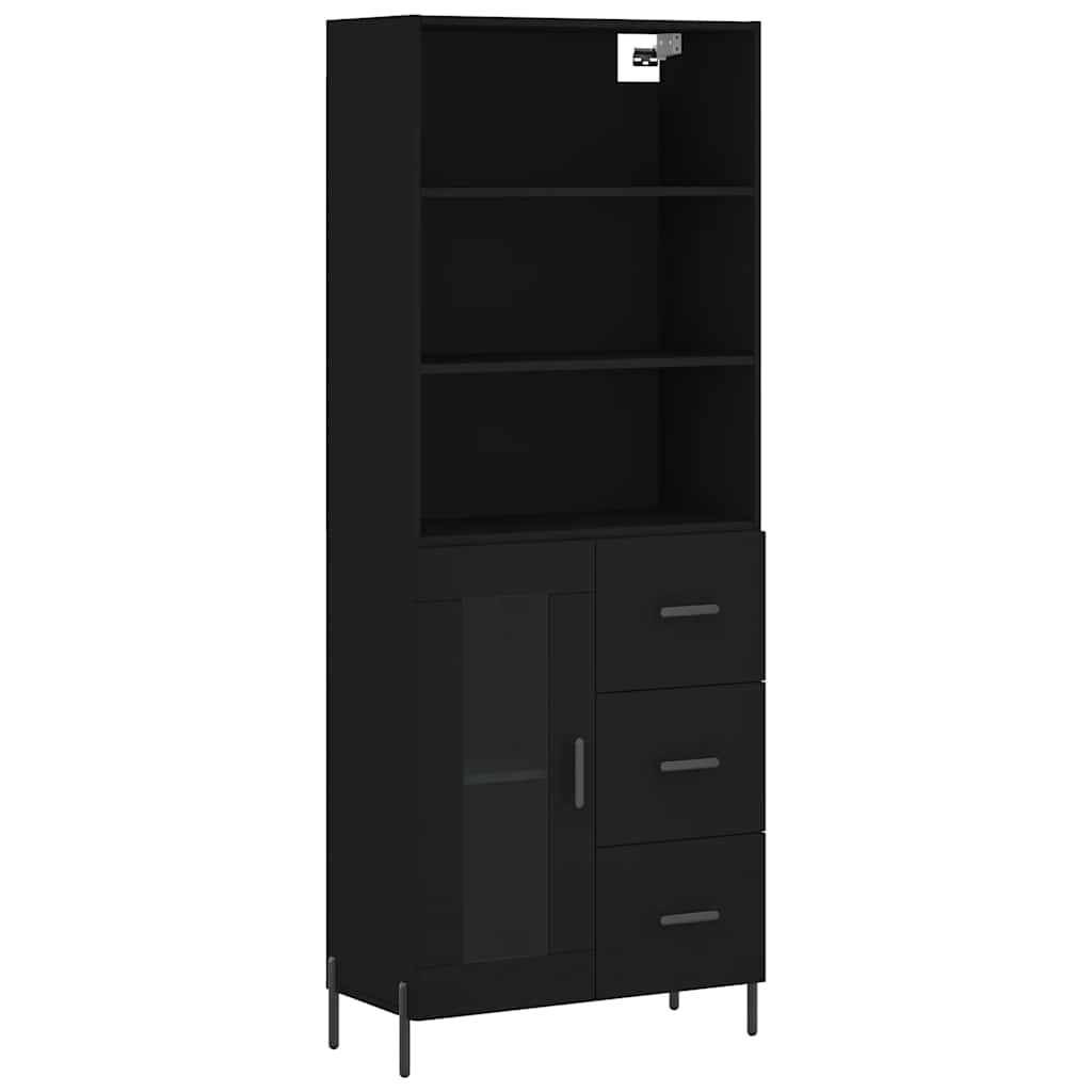 vidaXL Witrynka, czarna, 69,5x34x180 cm, materiał drewnopochodny