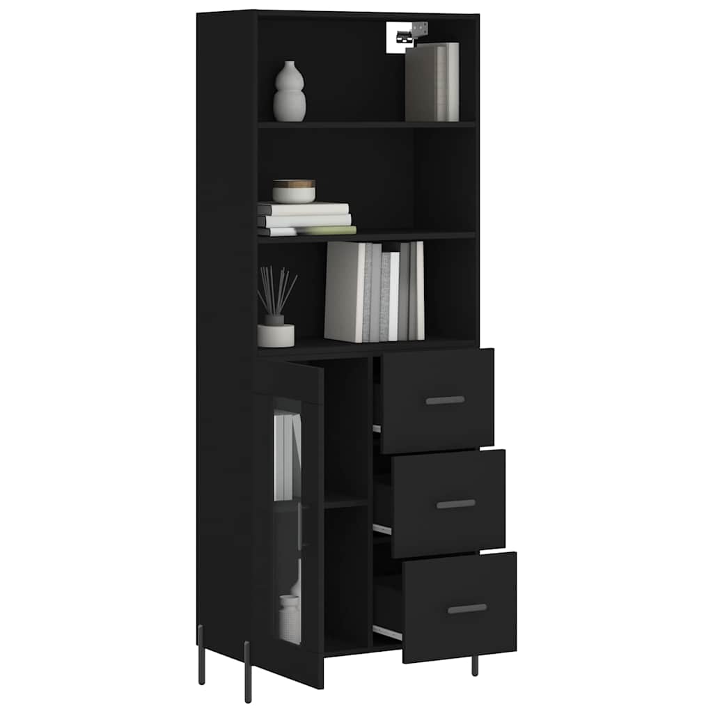 vidaXL Witrynka, czarna, 69,5x34x180 cm, materiał drewnopochodny