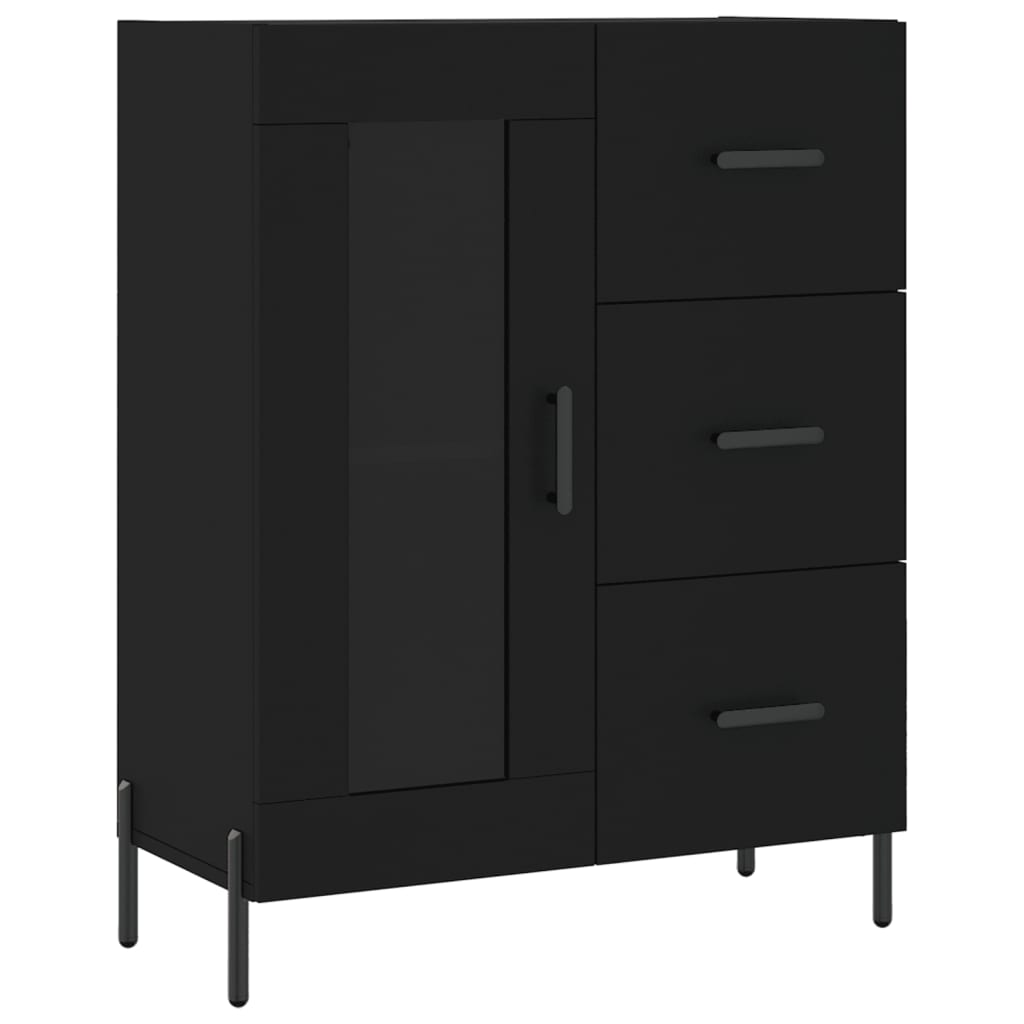 vidaXL Witrynka, czarna, 69,5x34x180 cm, materiał drewnopochodny