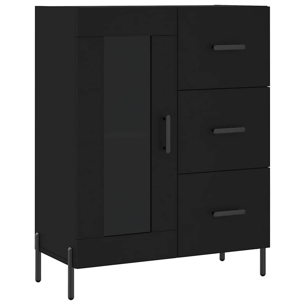 vidaXL Witrynka, czarna, 69,5x34x180 cm, materiał drewnopochodny