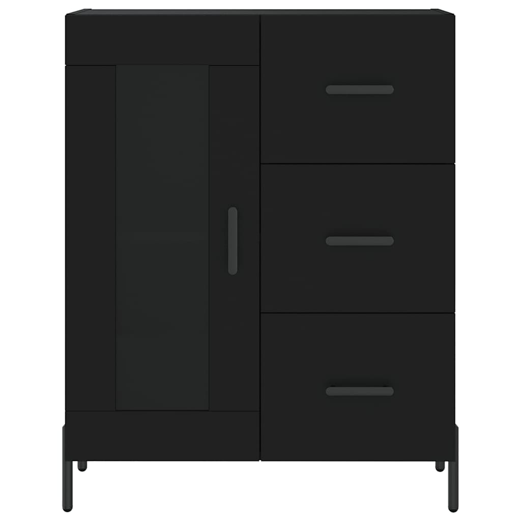 vidaXL Witrynka, czarna, 69,5x34x180 cm, materiał drewnopochodny
