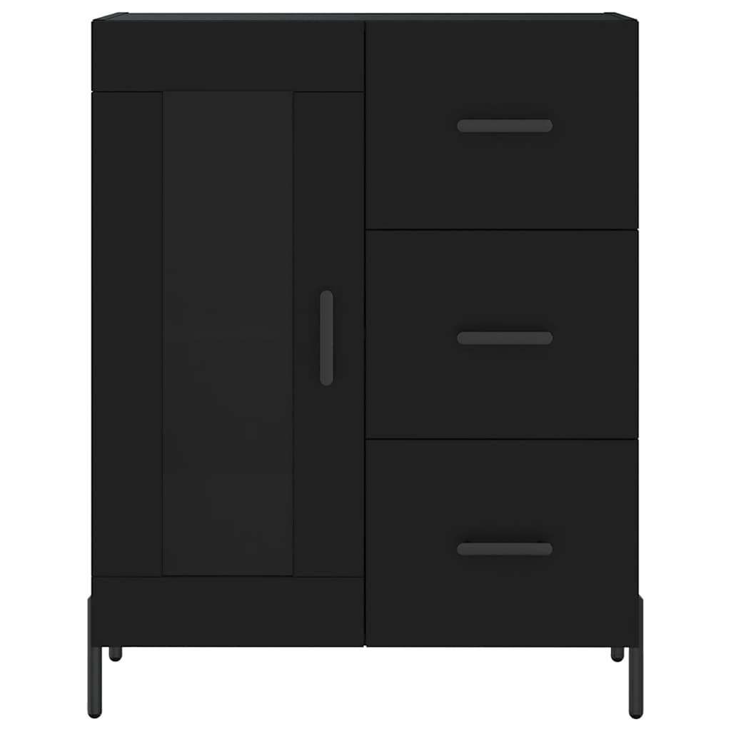 vidaXL Witrynka, czarna, 69,5x34x180 cm, materiał drewnopochodny